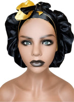 Reversible Black and Gold bonnet with ties