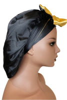 Reversible Black and Gold bonnet with ties